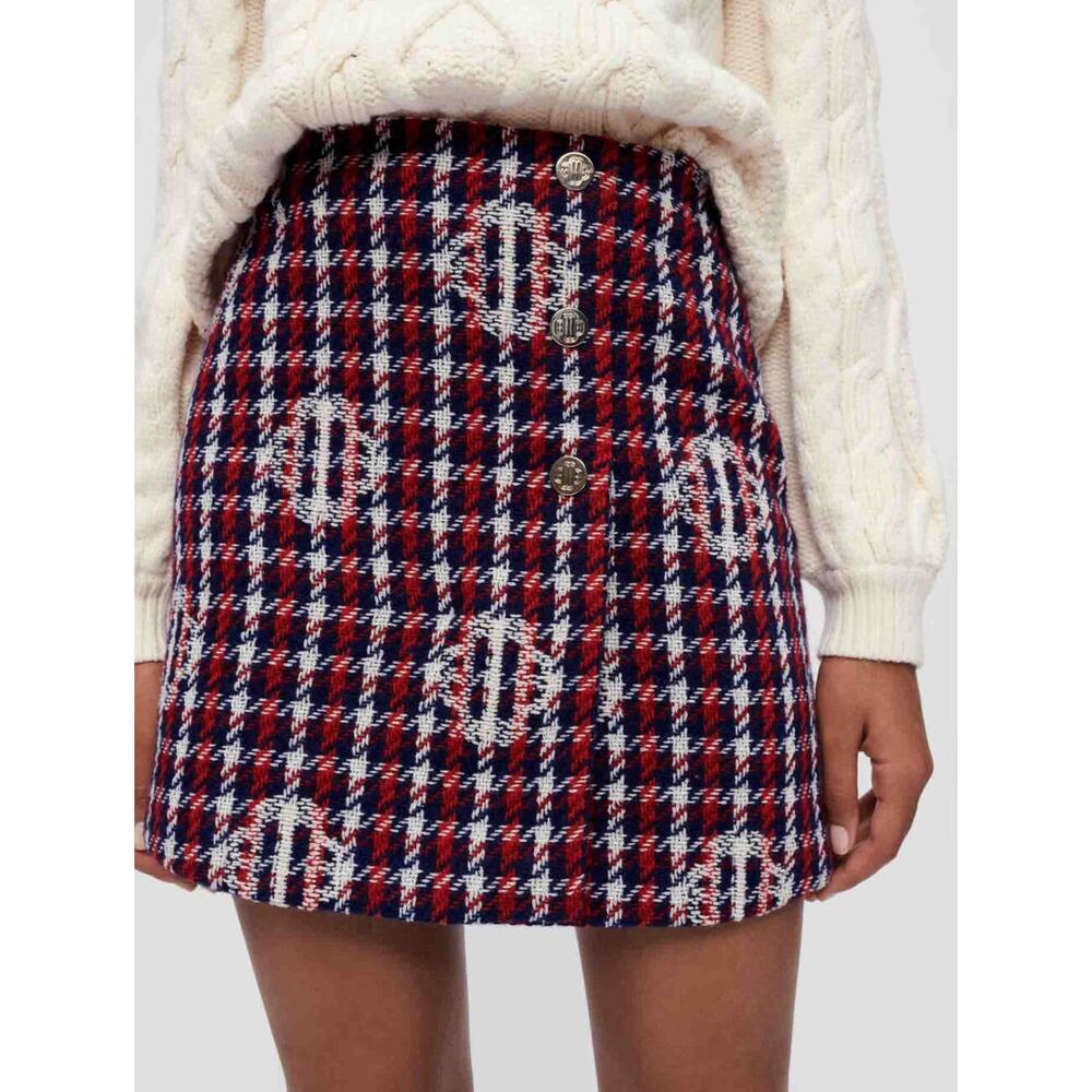 Maje Clover Plaid Jacquard Skirt NWT